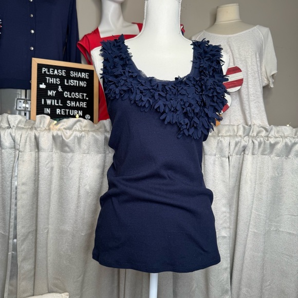 INC International Concepts Blue Ruffled Sleeveless Tank Top - Picture 2 of 8